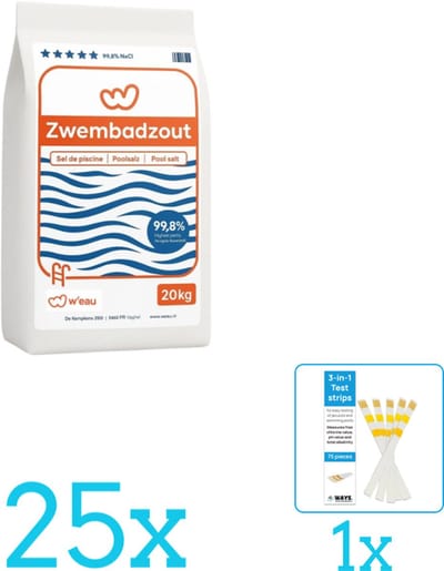 WEAU - Zwembadreinigingsmiddel - Zwembadzout - 20 kg - Volumebundel - Zwembadzout - 25-delig