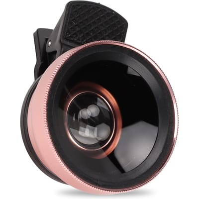 Telefoonlens 2 in 1 HD Professioneel Universele Clip 0.45X Groothoek 12.5X Macrolens voor Mobiele Telefoon rosé gouden kleur