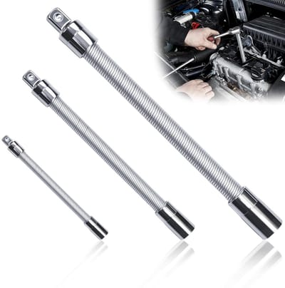 Flexibele Steeksleutel Verlenger Set van 3 Stukken - 1/2, 3/8 en 1/4 Inch Aandrijving voor Auto Reparatie en Accu Schroevendraaier