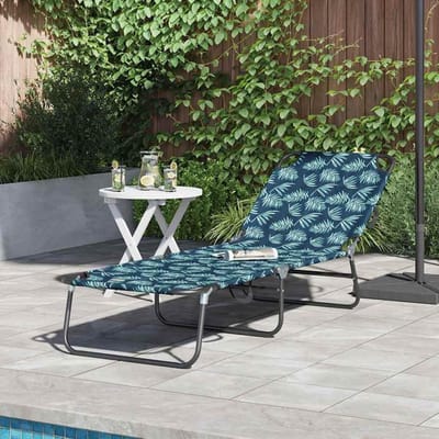 Opvouwbare Zonnestoel - Tuinstoel Ligstoel - Buiten Ontspannen - Verstelbare Armleuningen - 56 x 189 cm - Bladpatroon