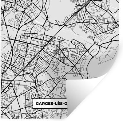 Muurstickers - Sticker Folie - Garges-lès-Gonesse - Frankrijk - Plattegrond - Kaart - Stadskaart - 100x100 cm - Plakfolie - Muurstickers Kinderkamer - Zelfklevend Behang XXL - Zelfklevend behangpapier - Stickerfolie