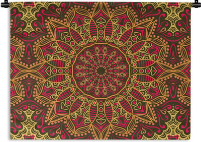 Wandkleed - Mandala - Bohemian - Hippie - Bloemen - Design - Wanddoek - Muurdoek - Katoen - Tapestry - Woondecoratie - Woonkamer - 60x45 cm - Wandtapijt - Wandkleden voor binnen - Muurdecoratie - Muurkleed