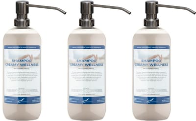 Shampoo Creamy Wellness - 1 liter (transparant) - 3 stuks - met zilveren pomp - Voordeelverpakking - Haarverzorging