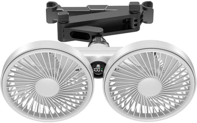 VHV-Verstelbare Dubbele Autoventilator - Uitschuifbare Ventilator voor Auto Achterbank - Krachtige Luchtcirculator met USB - Stille Flexibele Koelventilator voor Kinderen, Huisdieren en Roadtrips