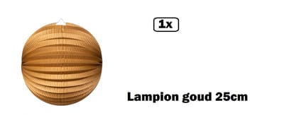 Lampion goud 25cm - festival thema feest verjaardag party papier BBQ strand licht fun