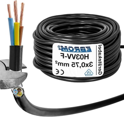 H03VV-F 3G 075 mm2-3x075 mm2 - black - 10m - Flexible Hose Line stroomkabel 3 aderige