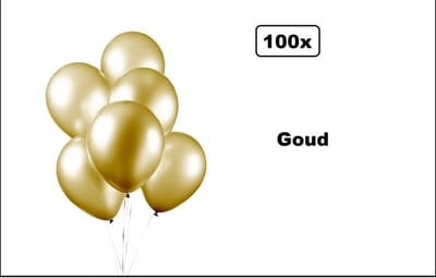 100x Ballonnen goud metalic 28cm - Carnaval thema feest party oud en nieuw