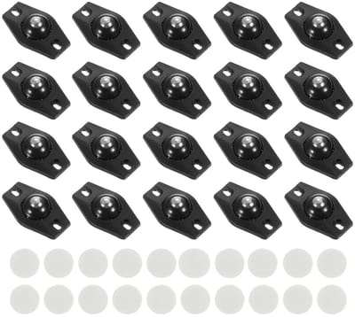 Pack of 20 Heavy Duty Meubelwielen - Zelfklevende Meubelwielen - 360° Rotatable - Laadcapaciteit (Zwart)