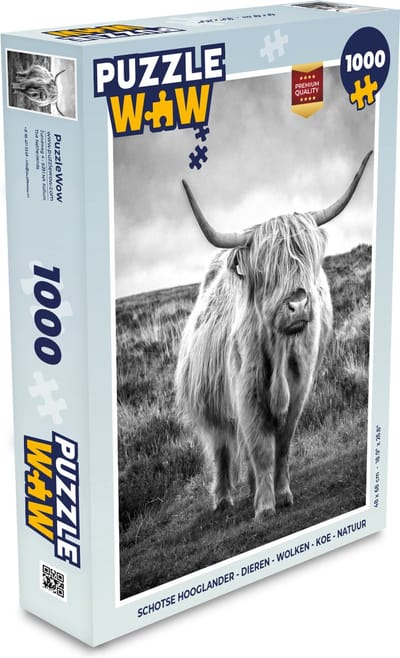 Puzzel Schotse hooglander - Dieren - Wolken - Koe - Natuur - Legpuzzel - Puzzel 1000 stukjes volwassenen
