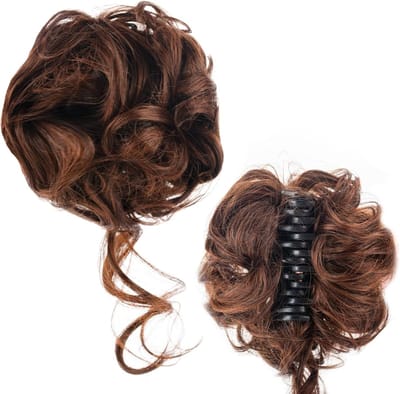 Haaraccessoires voor een rommelige bun, paardenstaart en haarextensions - Lichte bruine klemclips en scrunchies voor dames