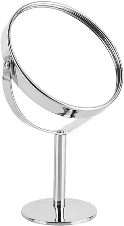 Make-up Spiegel - Tafelspiegel Vanity - Gedetailleerde Make-up - Dubbelzijdig Roterend - 14x9cm - Zilver