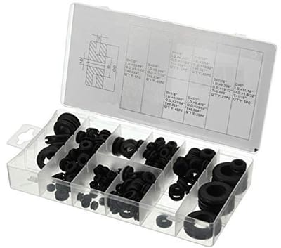 Dailygoods - Rubber Tulips Assortment Kit - 180 Stuks - Ideaal voor Elektrische Toepassingen - Zwart - Rubber Sealing Rings - Perfect voor Draad en Ka...
