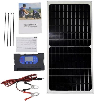 Zonnepaneel Kit - Energie Oplader - Off-Grid Stroom - Monokristallijn Paneel - 405 x 201 cm - Zwart