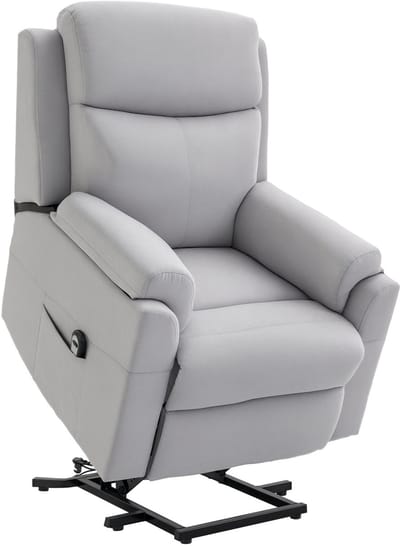 HOMCOM - Fauteuil - Sta-op functie - Afstandsbediening - Lichtgrijs