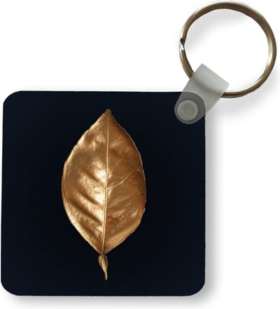 Sleutelhanger - Uitdeelcadeautjes - Bladeren - Chic - Goud - Planten - Zwart - Plastic
