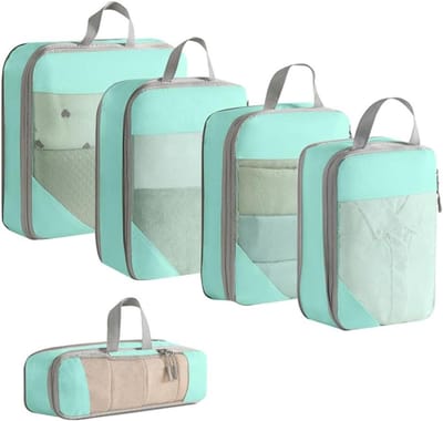 Opbergzakken Set - Reis organizers - Ruimte besparen - Compressie functie - 5 stuks - Zwart