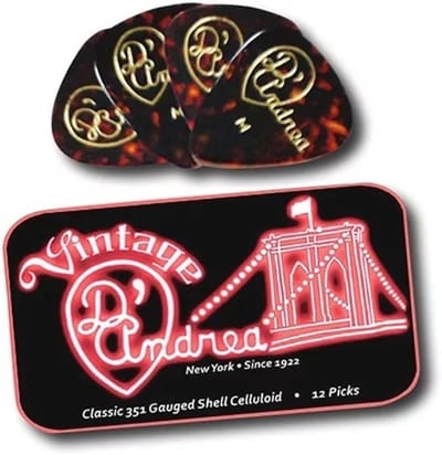 D'Andrea - 351 Vintage Shell Celluloid - Plectrum - Thin 0.46 mm - Blikje met 12 plectrums