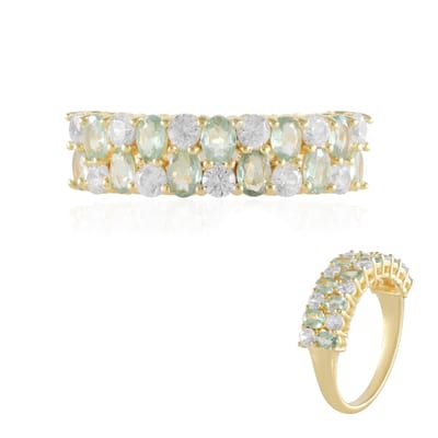 Cavill - 925 Sterling Zilver Vergulde Ring met Alexandriet & Zirkonen - 1,768 ct - Ovaal en Rond Geslepen Edelstenen - Luxe Damesring
