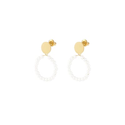 Pearl Hoop Oorbellen | RVS (verkleurt niet) Goud | Snelle levering | Yehwang | Beste cadeau voor haar | Kerst | Sinterklaas