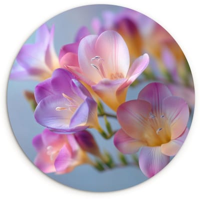 WallCircle® Wandcirkel 120x120 cm - Muurcirkel Bloemen - Paars - Overloop - Meeldraden - Muurdecoratie woonkamer - Wanddecoratie slaapkamer - Kamer decoratie accessoires - Ronde schilderijen XXL