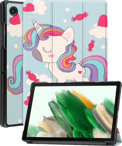 Hoes - Geschikt voor Samsung Galaxy Tab A8 - Dun & Stevig - Trifold Bookcase - Hard Cover - Hardcover Book Case - Tablet Hoesje - Eenhoorn