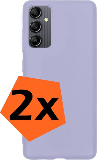Hoes - 2 Stuks - Geschikt voor Samsung Galaxy A14 - Sterk & Shockproof - Case Siliconen - Back Cover - Telefoon Hoes - Lila