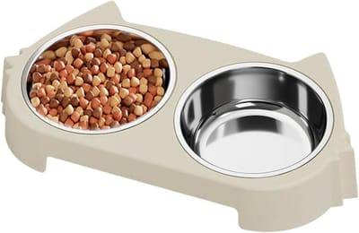 Hondenvoerstandaard - Voederhouder Station - Verbeterde Eet Houding - Antislip Afneembaar - 36x19x7 cm - Wit