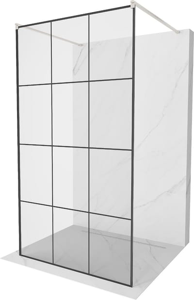 Mexen Kioto vrijstaande douchewand 100 x 200 , zwart raster 8 mm, geborsteld nikkel - 800-100-002-97-77
