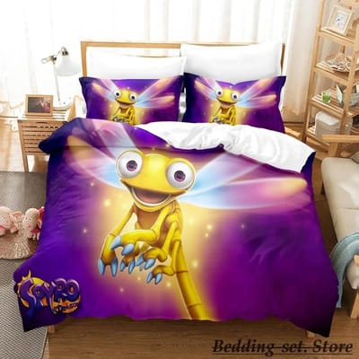 Spyro reignited trilogy Beddengoed Set Eenpersoons Twin Vol Queen King Size Bed Set Volwassene Kind Slaapkamer Dekbedovertrek Sets Anime Gme AU Double 180x210cm