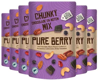 Verse Klassenoten Chunky Chocolade en Noten Mix Pure Berry - 6 x 150 gr - Voordeelverpakking