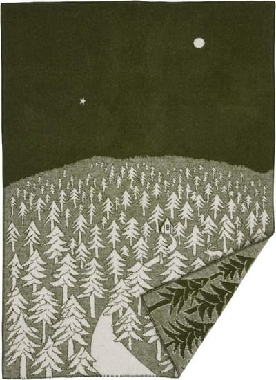 Plaid House in the Forest eco wol groen-wit