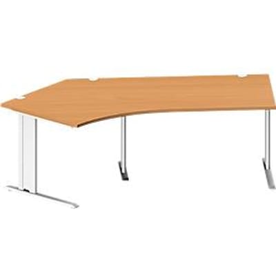 Schäfer Shop Pure hoekbureau PLANOVA BASIC, 135° hoek links, C-poot, B 2165 x D 800/800 x H 717 mm, beuken/wit + kabelgoot