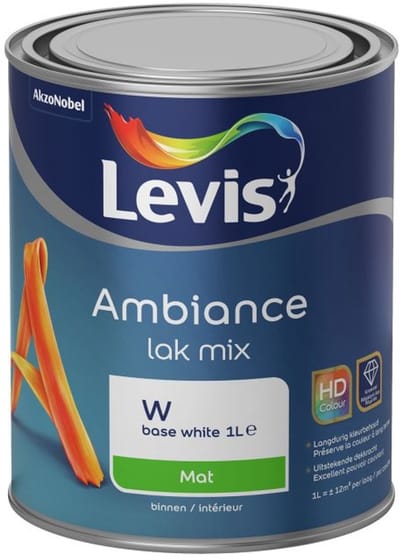 Levis Ambiance Lak Mat - Duurzame watergedragen matte lak - Hout en diverse ondergronden - Binnen - 1 L - RAL 9010 Pure White ( gebrokenwit)