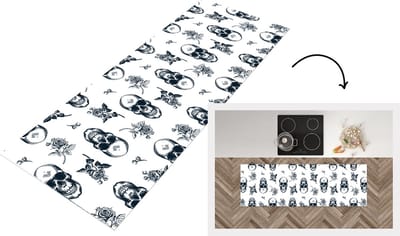 Keukenloper - Loper keuken - Tieners - Skull - Bloemen - Patronen - 150x50 cm - Keukenloper vinyl
