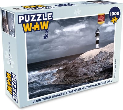 Puzzel Vuurtoren Ribadeo tijdens een stormachtige dag - Legpuzzel - Puzzel 1000 stukjes volwassenen