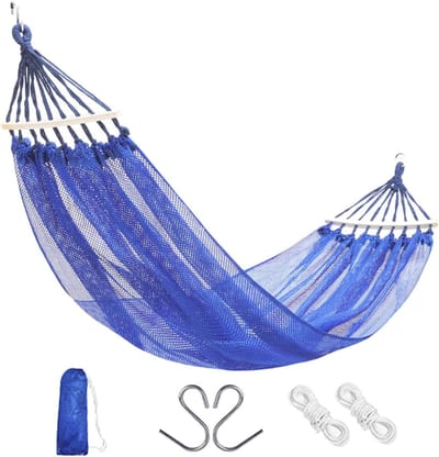 Hangmat Netweefsel - Zomerbed Koeling - Buiten Ontspannen - Anti-rollover Stabiliteit - 200 x 150 cm - Dubbel Saffierblauw