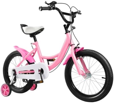 Kinderfiets 16 inch voor jongens en meisjes, verstelbaar met steunwielen, geschikt voor 4-8 jaar