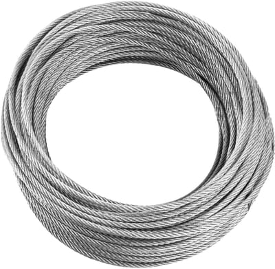 JHUBERS- Stalen Kabel 3 mm - 30 m Draadkabel - Roestvrij Staal 304 - 160 kg Draagvermogen - 637 kg Max - Slijtagebescherming