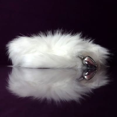 Kleine buttplug met lange staart - 75 cm - Wit - Maat S - Anaal plug met witte staart