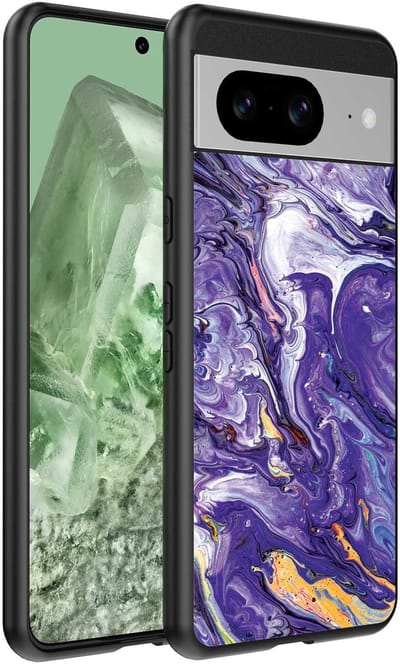 Geschikt voor Google Pixel 8 Telefoonhoesje met Paars Goud Marmer Opdruk - TPU Backcover Case Purple Gold Marble Design - Paars Goud - Smartphonica geschikt voor Google Pixel 8