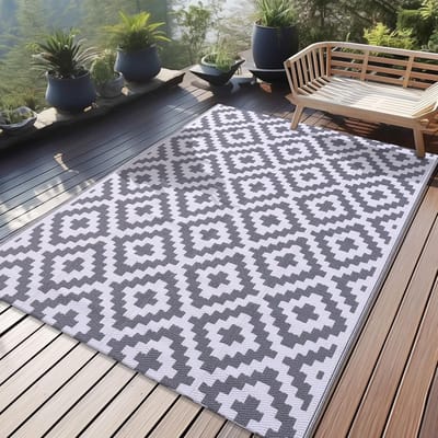 Weerbestendig outdoor tapijt 120 x 180 cm - Omkeerbaar, opvouwbaar en wasbaar voor balkon, tuin en camping