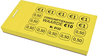 CombiCraft Consumptiekaarten €10 geel - per 5 boekjes met 50 kaarten