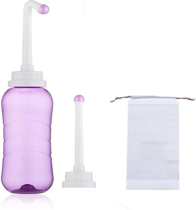 Draagbare Bidet Fles - Reis Bidet - Persoonlijke Hygiëne - Dubbele Verstelbare Spuitkop - 500ml - Paars