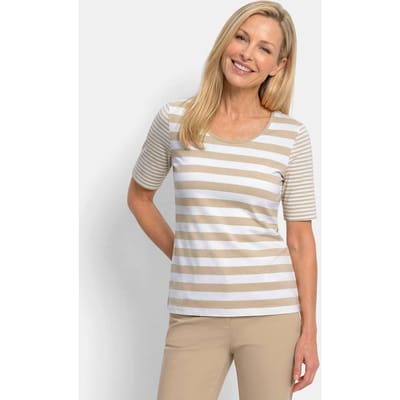 Gestreept shirt van zachte katoenmix - beige / wit / gestreept - Gr. 23 van Goldner Fashion