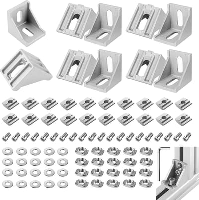 Dailygoods - 10 stuks bevestigingsmateriaal hoekbevestiging, aluminium profiel 40x40 moer 8 hoekverbindingen 90 graden hoek aluminium profiel hoekconnector voor item aluminium profiel 40x40 met accessoires