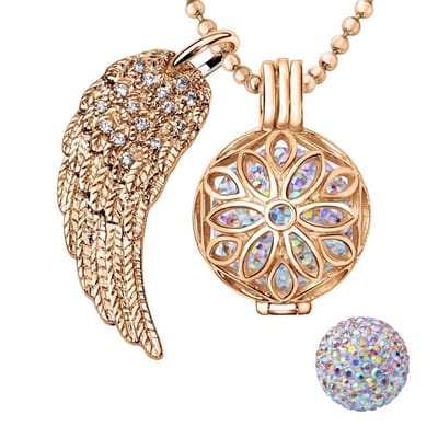 Engelenroeper 18mm Bolhouder met Ketting 90cm en Bolletje - Dames - Roségoudkleurig Bloem - EBS18134