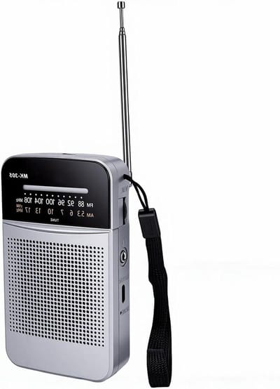 Draagbare Radio - Zakradio AM FM - Ontspannen Luisteren - Oplaadbare Batterij - 15 x 8 x 4 cm - Grijs