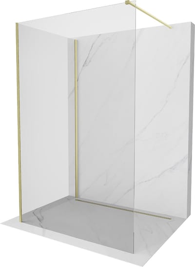 Mexen Kioto douchewand Walk-in 90 x 70 , transparant, goud geborsteld - 800-090-212-55-00-070
