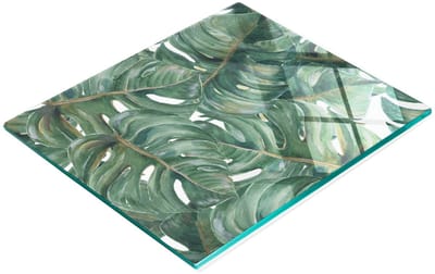 Glazen snijplank met decoratieve Monstera-afbeeldingen, 60x52 cm