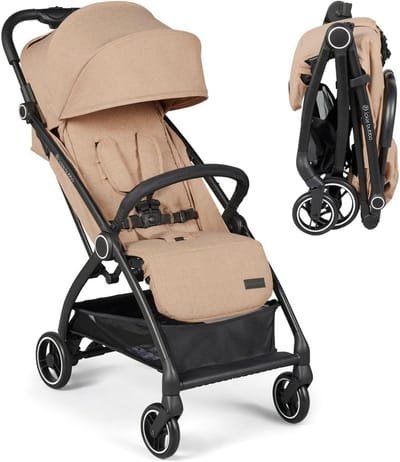 Autovouw Kinderwagen - Lichtgewicht Buggy - Reizen met Baby - Automatisch Inklapmechanisme - Vanaf Geboorte - Biscuit